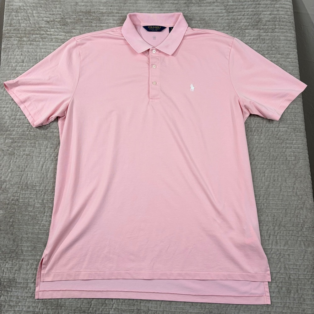 Polo Golf Ralph Lauren Mens XL Pink Wicking‎ Performance Polo Shirt Short Sleeve